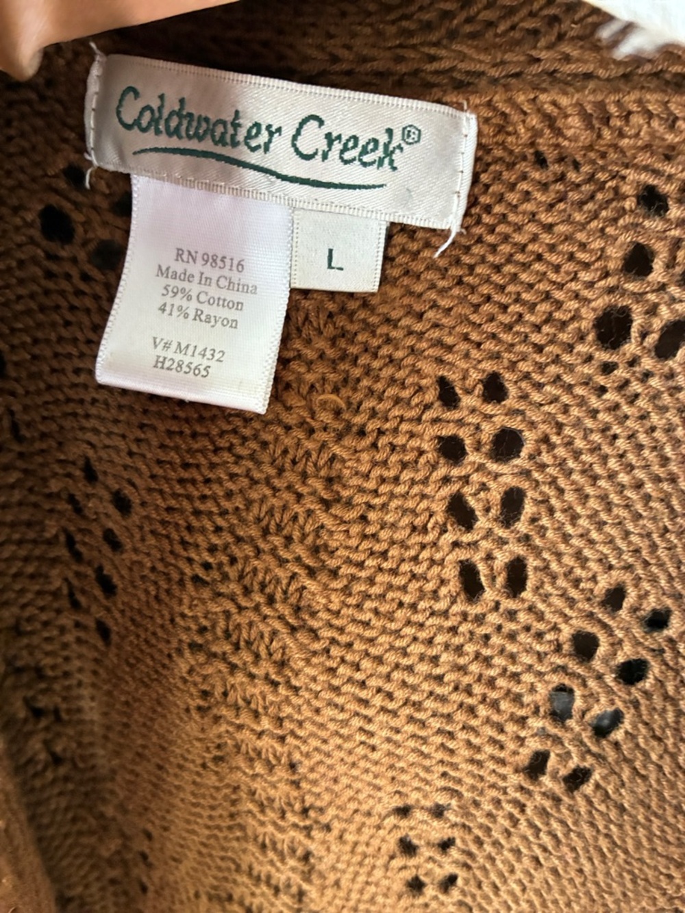 Coldwater Creek Brown Open-Front Knit Cardigan - Picture 2 of 3